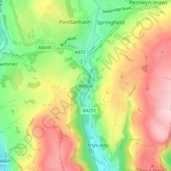 Topografische Karte Wyllie, Höhe, Relief