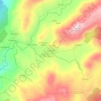 Topografische Karte A Cavada, Höhe, Relief