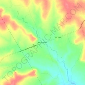 Topografische Karte Pecan Wells, Höhe, Relief