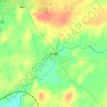 Topografische Karte Quin, Höhe, Relief