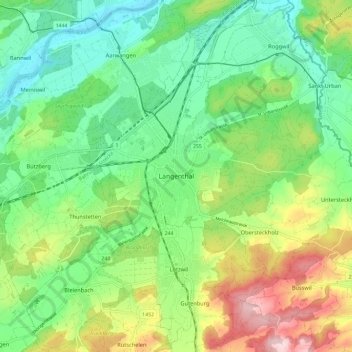 Topografische Karte Langenthal, Höhe, Relief