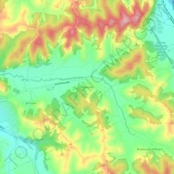 Topografische Karte Malvicina, Höhe, Relief