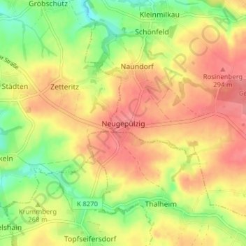 Topografische Karte Neugepülzig, Höhe, Relief