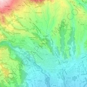 Topografische Karte Castellazzo, Höhe, Relief