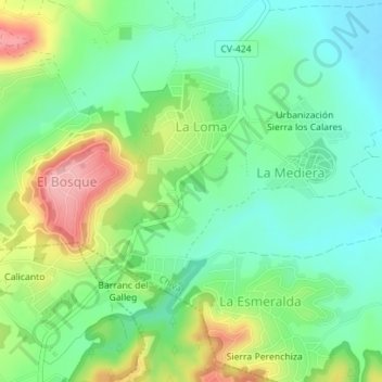 Topografische Karte La Mediera, Höhe, Relief