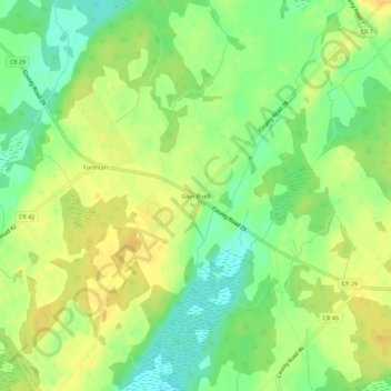 Topografische Karte Glen Buell, Höhe, Relief