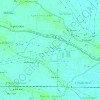 Topografische Karte Meppadi, Höhe, Relief