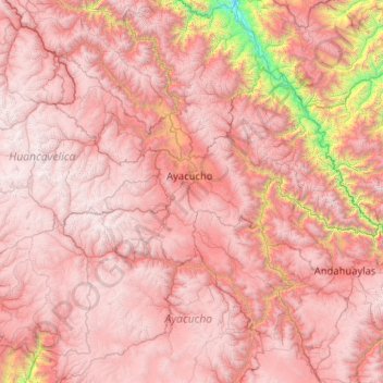 Topografische Karte Huamanga, Höhe, Relief