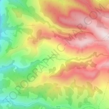 Topografische Karte Vârtop, Höhe, Relief