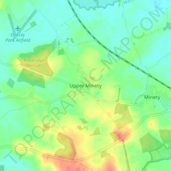Topografische Karte Upper Minety, Höhe, Relief
