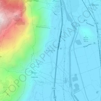 Topografische Karte Baio Dora, Höhe, Relief