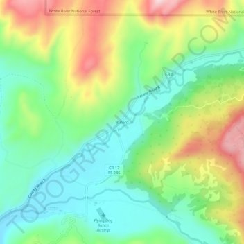 Topografische Karte Buford, Höhe, Relief