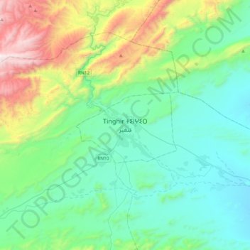 Topografische Karte Tinghir ⵜⵉⵏⵖⵉⵔ تنغير, Höhe, Relief