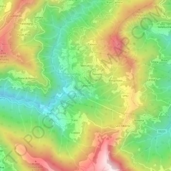 Topografische Karte Cevasco, Höhe, Relief