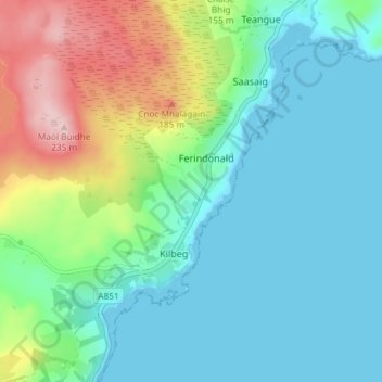 Topografische Karte Kilmore, Höhe, Relief