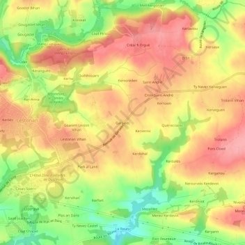 Topografische Karte Garsalec, Höhe, Relief