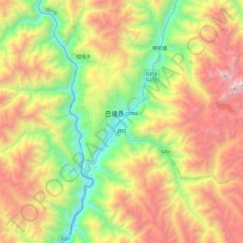 Topografische Karte Batang, Höhe, Relief