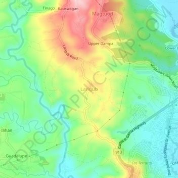 Topografische Karte Langub, Höhe, Relief