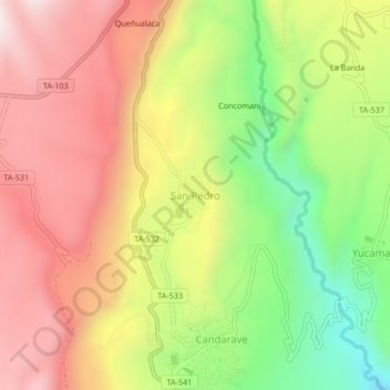 Topografische Karte San Pedro, Höhe, Relief