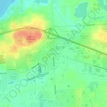 Topografische Karte New Hudson, Höhe, Relief