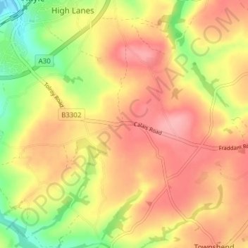 Topografische Karte Praze, Höhe, Relief