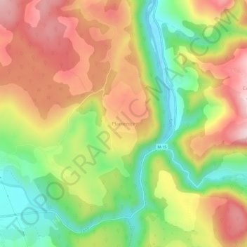 Topografische Karte Plamenice, Höhe, Relief