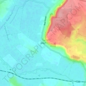 Topografische Karte Aller, Höhe, Relief