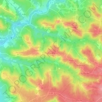 Topografische Karte Gambade, Höhe, Relief