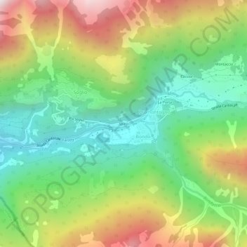 Topografische Karte Spino, Höhe, Relief