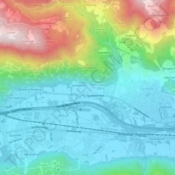 Topografische Karte Poisatto, Höhe, Relief