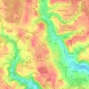 Topografische Karte Chanoz, Höhe, Relief