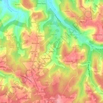 Topografische Karte Sanilhac, Höhe, Relief