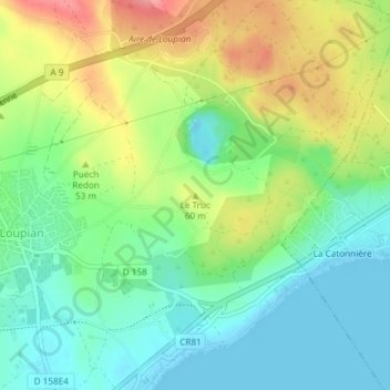 Topografische Karte Le Truc, Höhe, Relief