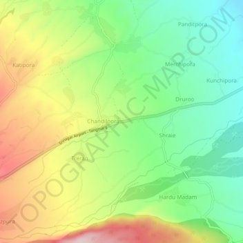 Topografische Karte Wahipora, Höhe, Relief