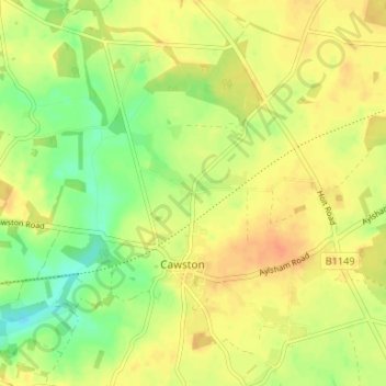 Topografische Karte Southgate, Höhe, Relief