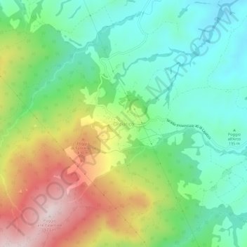 Topografische Karte Orciatico, Höhe, Relief