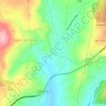 Topografische Karte Couto de Cima, Höhe, Relief