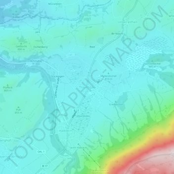 Topografische Karte Trauchgau, Höhe, Relief