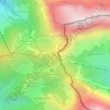 Topografische Karte Pfaffenkegel, Höhe, Relief