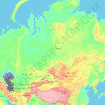 Topografische Karte Asien, Höhe, Relief