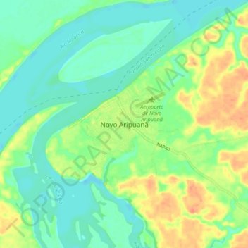 Topografische Karte Novo Aripuanã, Höhe, Relief