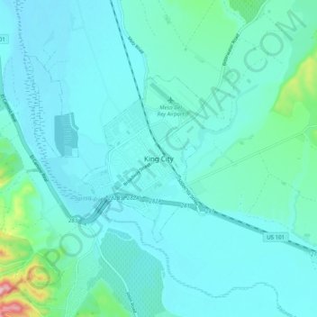 Topografische Karte King City, Höhe, Relief
