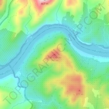 Topografische Karte São Cibrão, Höhe, Relief