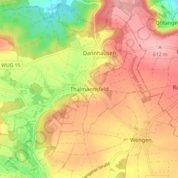 Topografische Karte Thalmannsfeld, Höhe, Relief