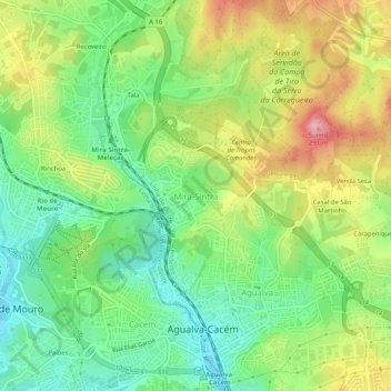 Topografische Karte Mira-Sintra, Höhe, Relief