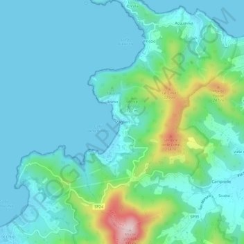 Topografische Karte Scaglieri, Höhe, Relief