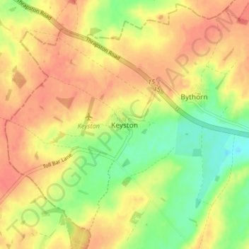Topografische Karte Keyston, Höhe, Relief