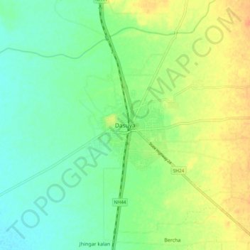 Topografische Karte Dasuya, Höhe, Relief
