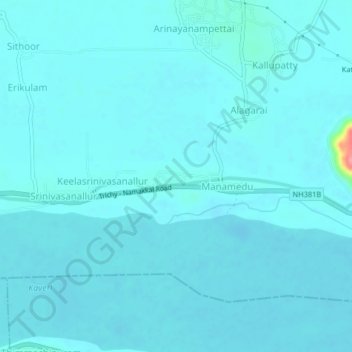 Topografische Karte Kodiyampalayam, Höhe, Relief