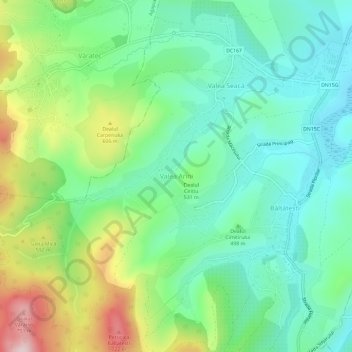 Topografische Karte Valea Arini, Höhe, Relief